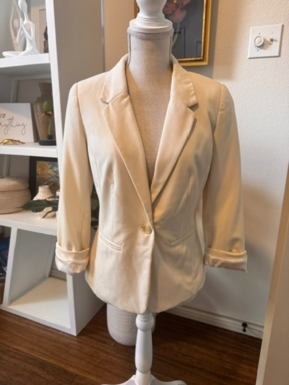 Kensie Cream Single-Button Blazer